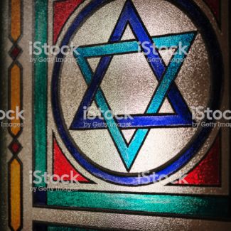 Symbol of Judaism on a window of a synagogue.
